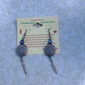 Dream catcher earrings teal and purple